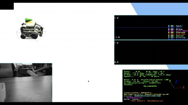 So sieht Cozmo die Welt, rechts oben sind die verschiedenen Gem&uuml;tszustande von Cozmo zu erkennen. (Bild: Anki)
